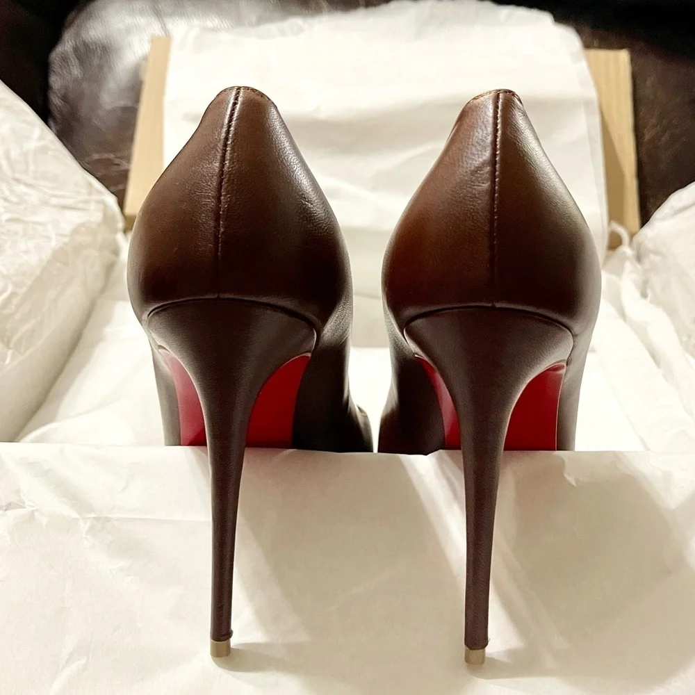 Christian Louboutin Kate 100mm. Napa lux supple leather chocolate brown EU37 - Picture 10 of 12